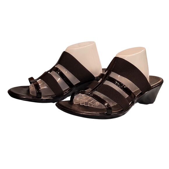 NEW Black Stretch Patent Gladiator 2" Heels – Open Toe Slip-On Sandals, Size 8 - Picture 4 of 6